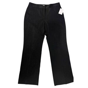 NWT Liz & Co Black W Silver Stripes Women’s Trouser Pants SZ‎ 14 Business Casual
